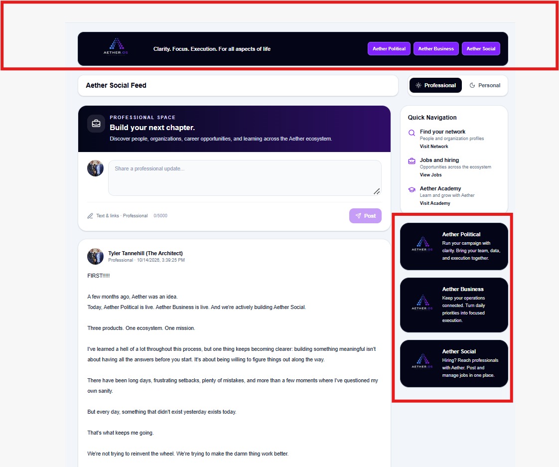 Aether Social advertising placement preview